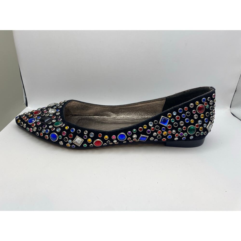Jeffrey Campbell Ibiza Last Jeweled Flats Size 10 Black Suede - Picture 10 of 13